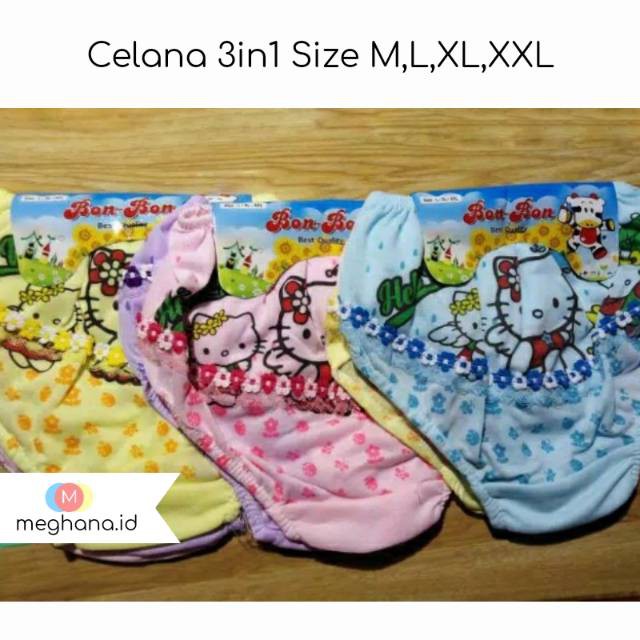 12 PCS CELANA DALAM ANAK CEWEK LUCU SIZE M, L, XL , XXL