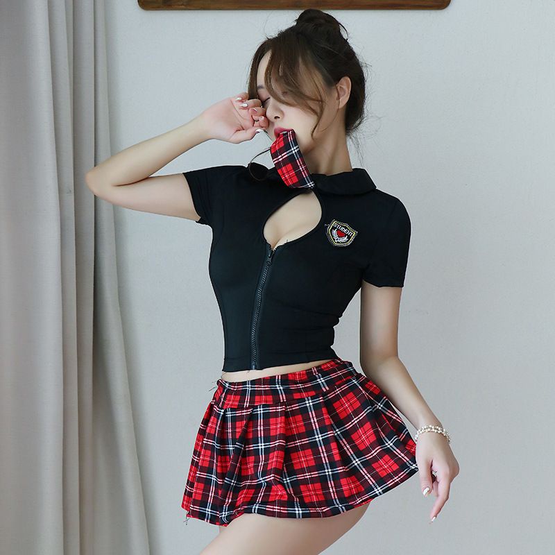 《Phiphii》Cosplay kostum seragam sekolah barat School Uniform Dasi Hitam merah