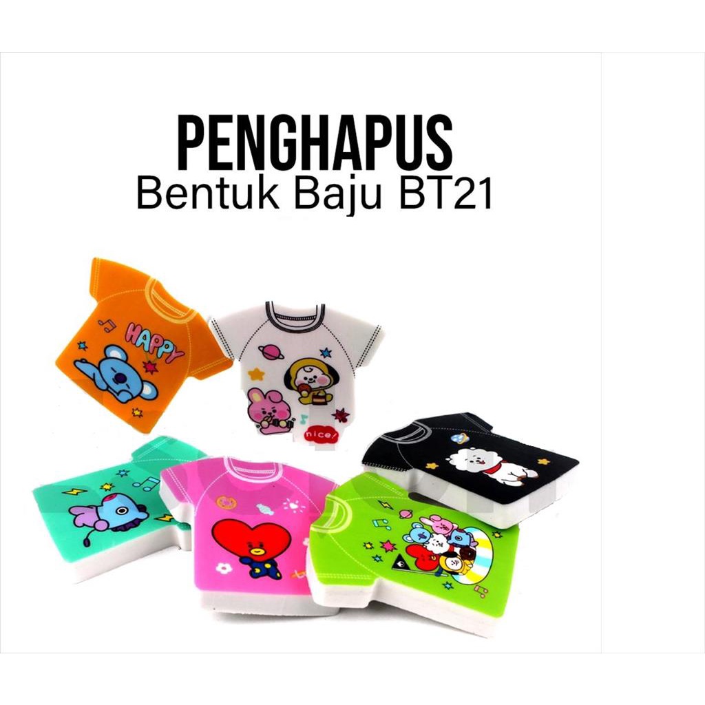 OTS 903 - Ecer 1PC Penghapus Baju Karakter BT21 Lucu Perlengkapan Alat Tulis Sekolah Anak