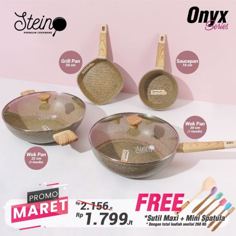 Paket hemat onyx stein steincookware cook ware wajan panci grill wok