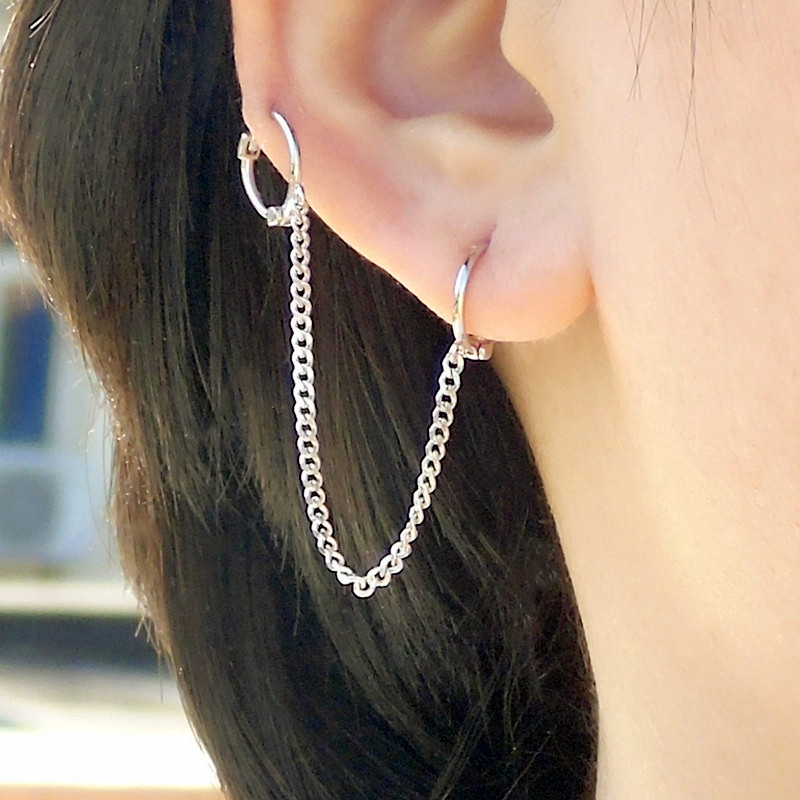 Women Vintage Metal Double Circle Hoop Earrings / Girls Statement Drop Earrings /  Ladies Elegant Sliver Gold Dangle Earrings