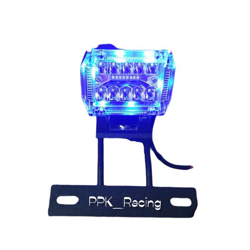 Paket Lampu Tembak CWL LED 18 Mata Senja Blue Red Plus Breket Plat Nomor Lampu RX King Set