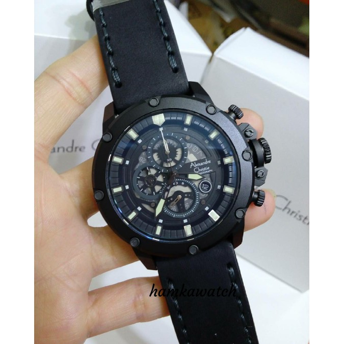 jam tangan pria alexander cristie original ac6416 black