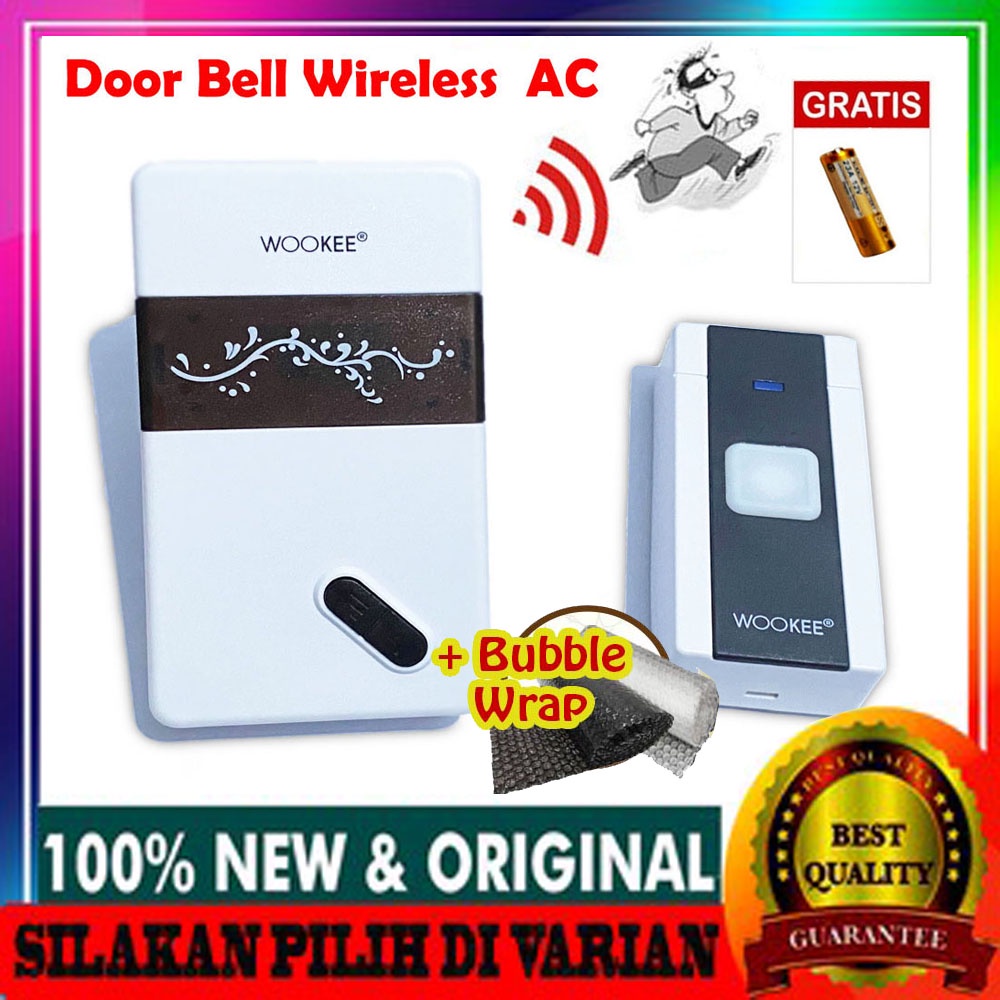 FREE 1Pcs Baterai Doorbell Wireless / Bel Pintu Rumah Tanpa Kabel / Door Bell Wireless ( AC / DC )