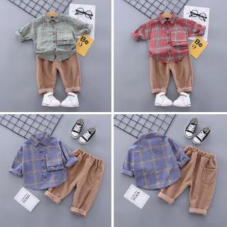 Set 2Pcs Kemeja Casual  Lengan Panjang dan Celana  dengan 