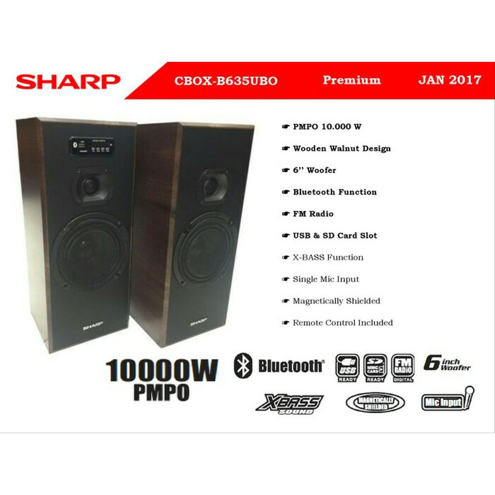 Sharp Speaker Aktif CBOX-B635UBO Suara Mantap Gelegar Bluetooth connection Garansi resmi Terbaik