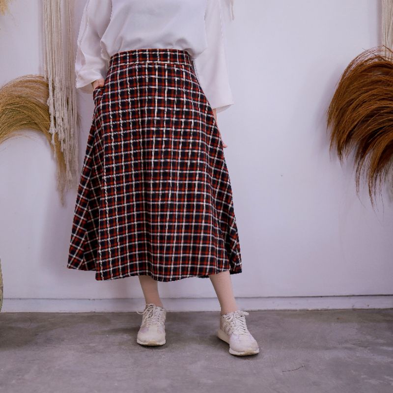 ROK MIDI A LINE 7/8  FLANEL IMPORT HAURAHELWA