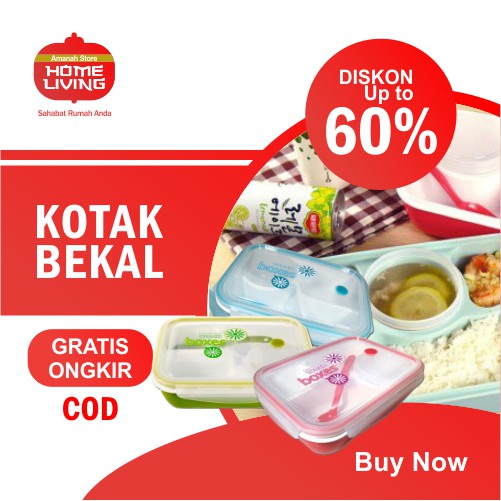 Kotak bekal makan plastik lunch box plastik tempat makan sekat tempat penyimpanan makanan