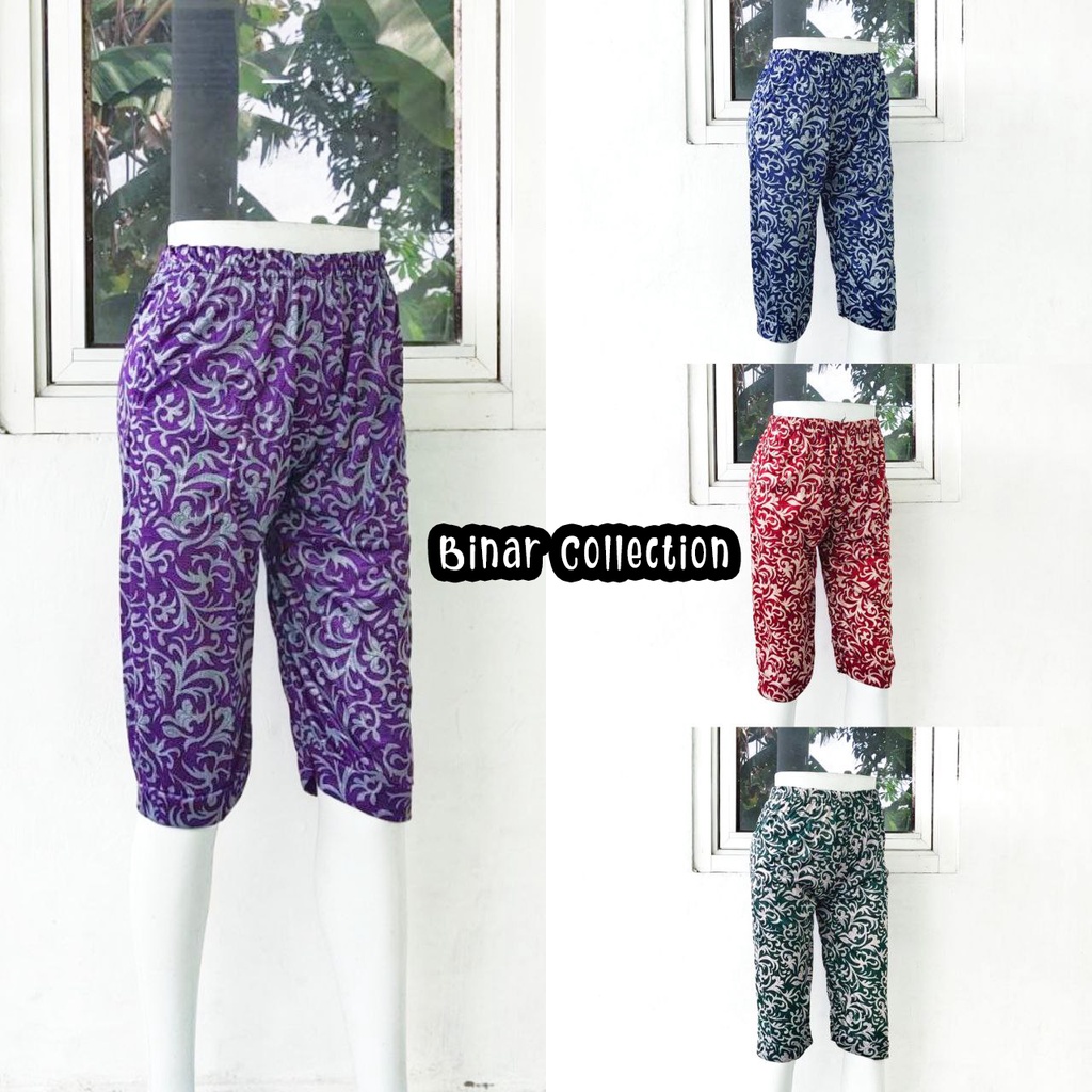 KR 02- Celana leging Aladin pendek 7/8 ibu / legging motif cewek dalaman harian santai wanita murah fit L XL