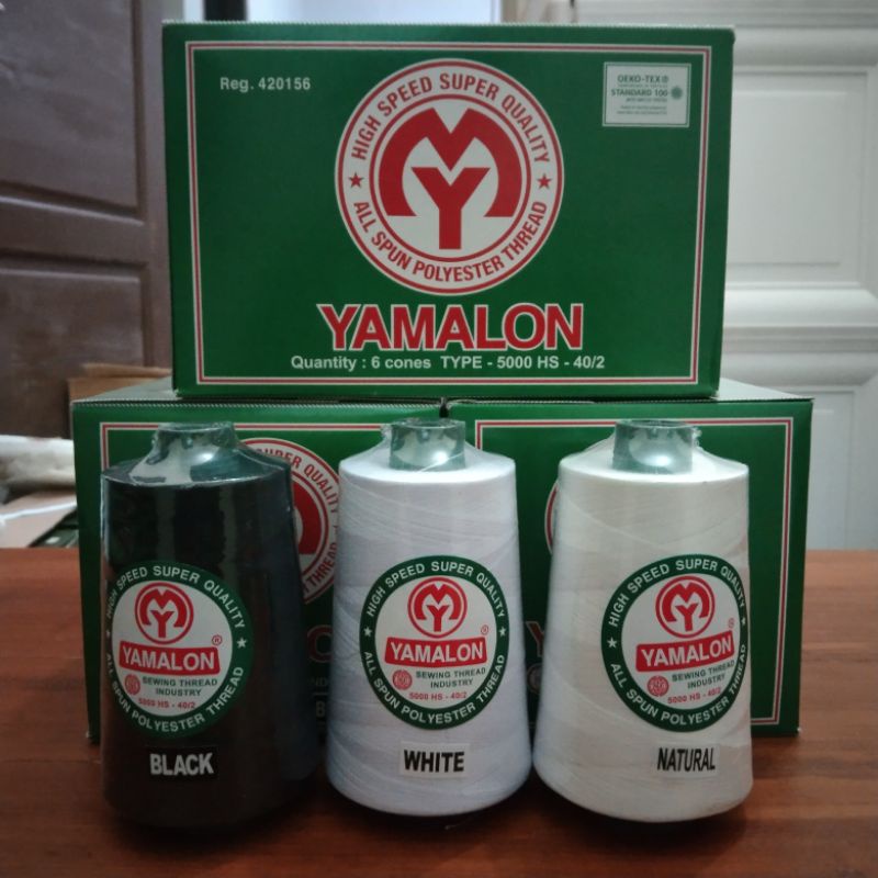 BENANG JAHIT YAMALON 5000 YARD 40/2 HITAM PUTIH