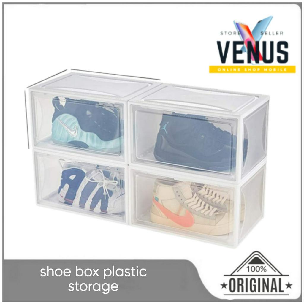 Shoe Box plastic stackable shoes sneakers box storage with clear plastic box Sepatu