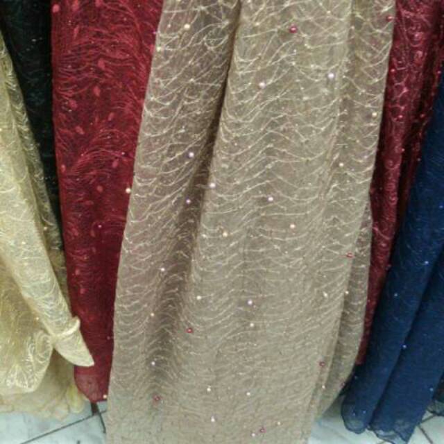 [Lebaran sale] Kain Lace Brokat Tule Tile Jaring Bunga 