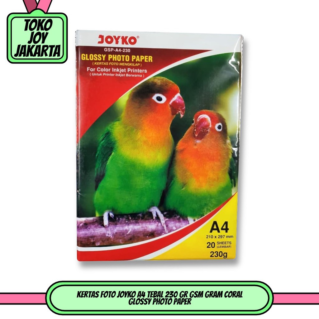 

Kertas Foto JOYKO A4 Tebal 230 Gr Gsm Gram Coral Glossy Photo Paper