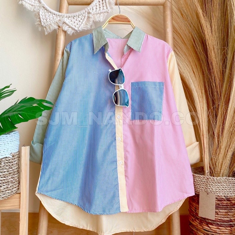 NANDO KEMEJA SUZY WARNA WARNI BAHAN KATUN POPLIN IMPORT PREMIUM LENGAN PANJANG 066-HIJAU 066