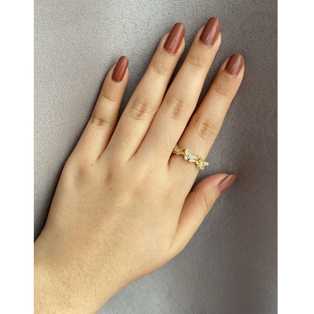 Cincin Korea Gold Plated Sangat cakep elegan CA021 Free Size Open Ring berlian mewah kupu kupu