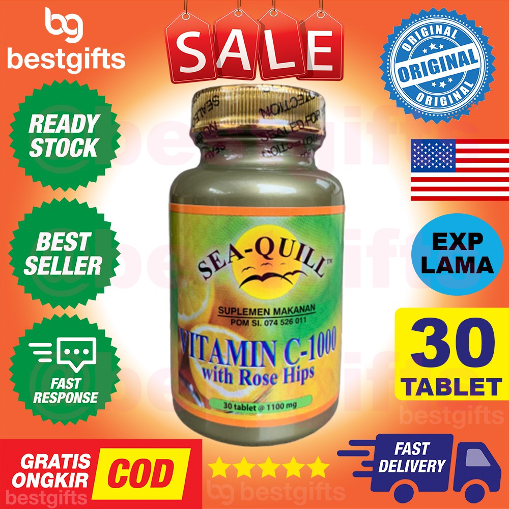 SEA-QUILL SEAQUILL SEA QUILL VITAMIN VIT C 1000 MG 1000MG WITH ROSE HIPS DAYA TAHAN TUBUH 30 TABLET