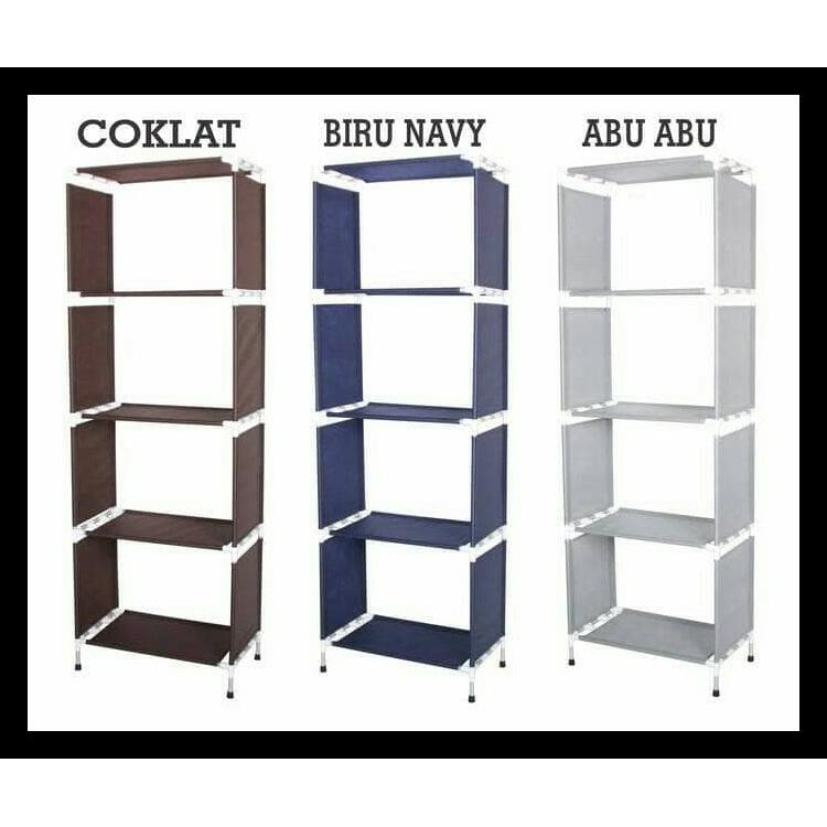 Rak Buku Portable Alumunium 5 Lapis 4 Ruang Kode 1102