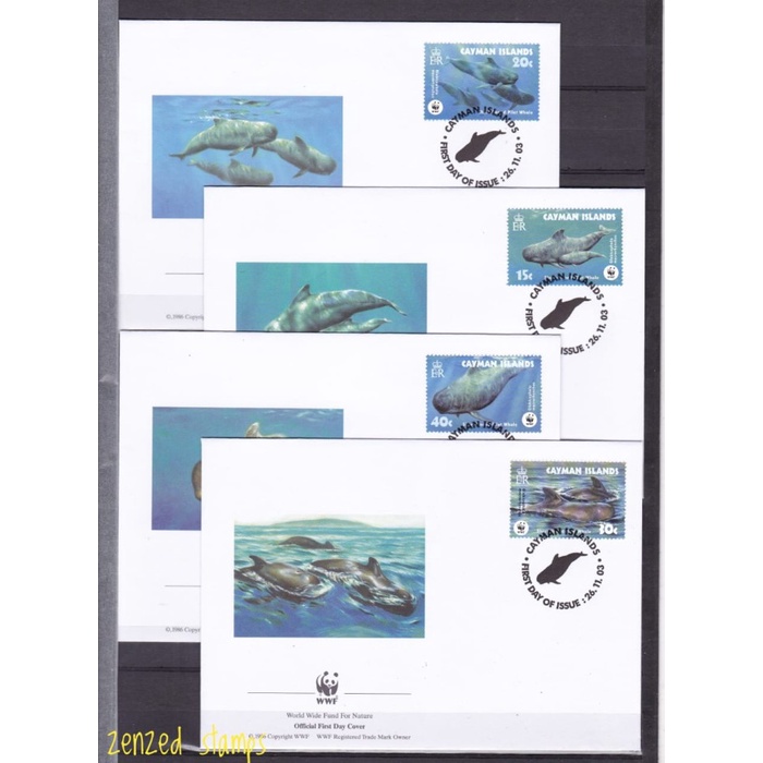 

F011 Perangko FDC Cayman Islands 2003 Fauna WWF Dolphins Set 4 Pcs