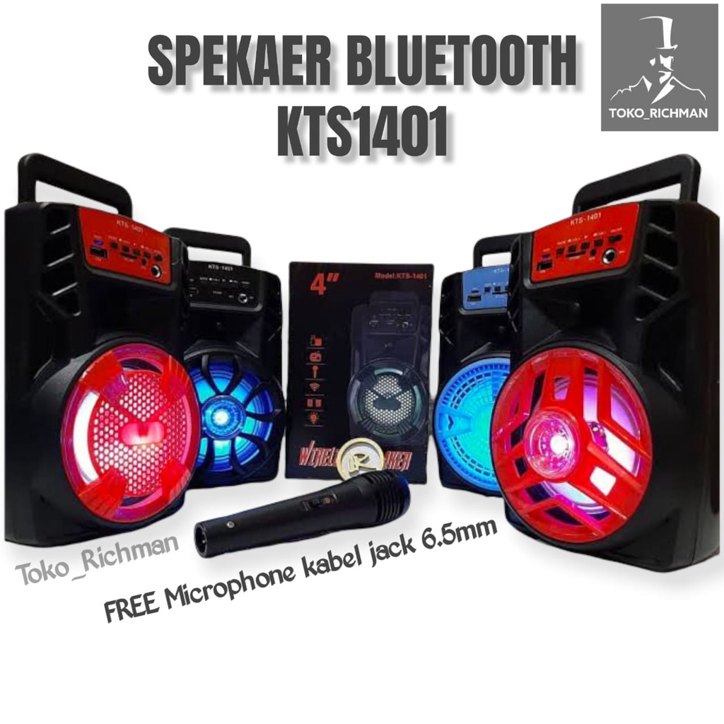 SPEAKER BLUETOOTH KTS 1401 FREE MIC wireless portable karaoke BASS