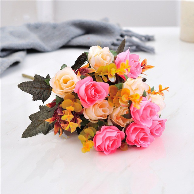 COD BUNGA MAWAR  BUNGA TANGKAI PLASTIK BUNGA ARTIFISIAL BUNGA PAJANGAN IMITASI BUNGA HIASAN BT9004-PINK