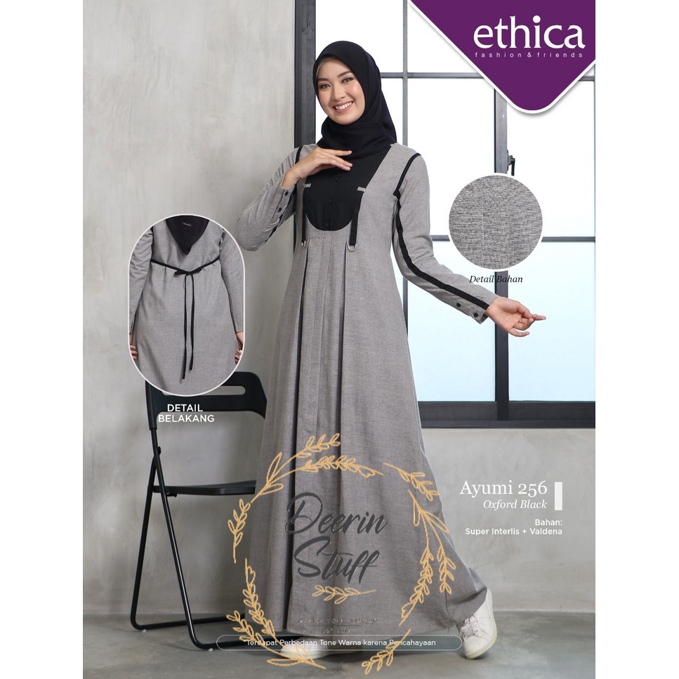 GAMIS ETHICA AYUMI 256 OXFORD BLACK ORIGINAL TERBARU