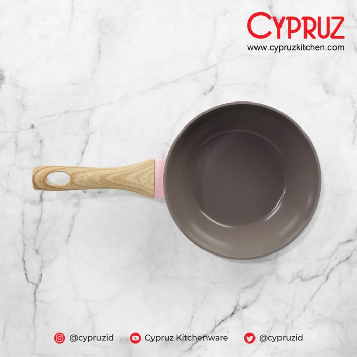 Wajan Penggorengan Anti Lengket Cypruz Pink Ceramic Fry Wok