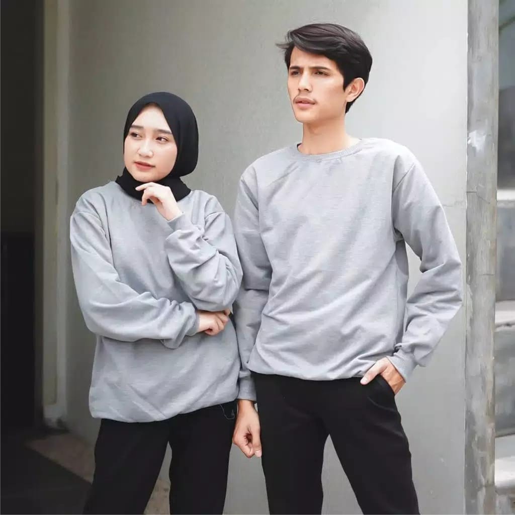 FenishaStore Sweater Basic Polos Unisex Pria Dan Wanita Lengan Panjang size M-L-XL-XXL- Bisa Bayar Ditempat COD