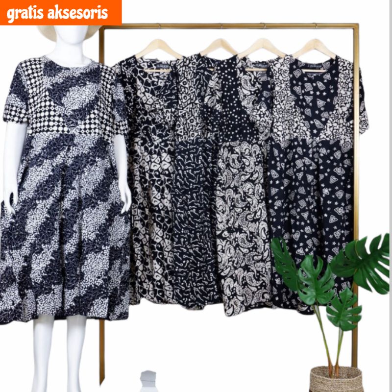 Daster Zita Batik Mahoni / Daster Pendek Batik Cap Halus baju tidur premium Huza Pekalongan