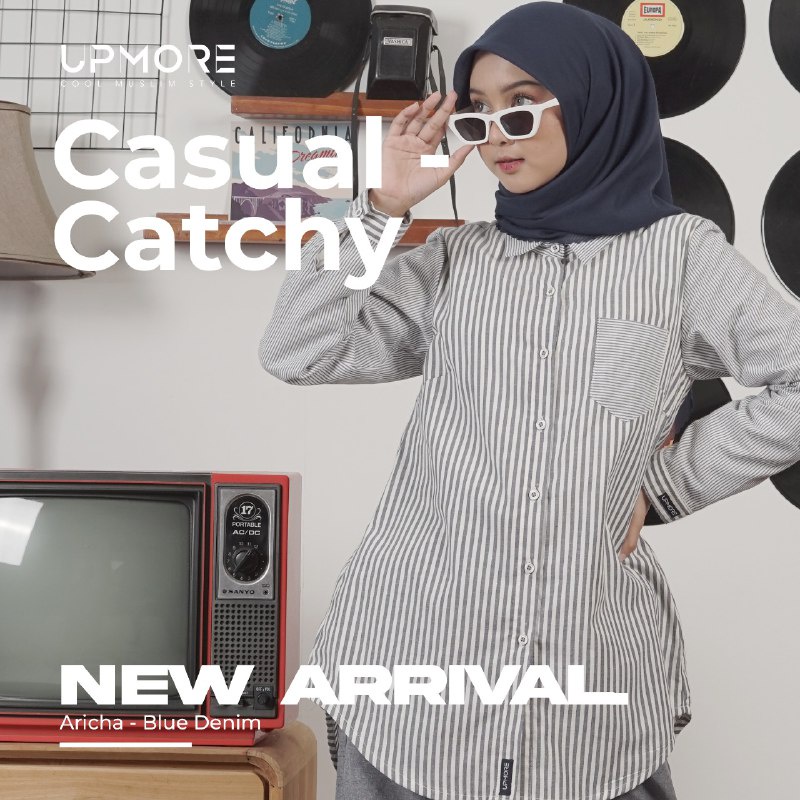 Tunik Katun UPMORE Aricha Blue Denim ORIGINAL I COD I BEKASI