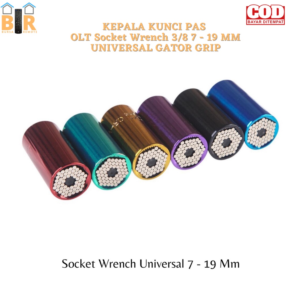 Kepala Kunci Pas BOLT Socket Wrench 3/8 7 - 19mm Universal Gatot Grip