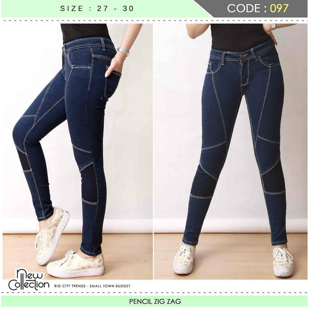  Celana  Jeans  New Zigzag 2021  melar stretch Patch Shopee 