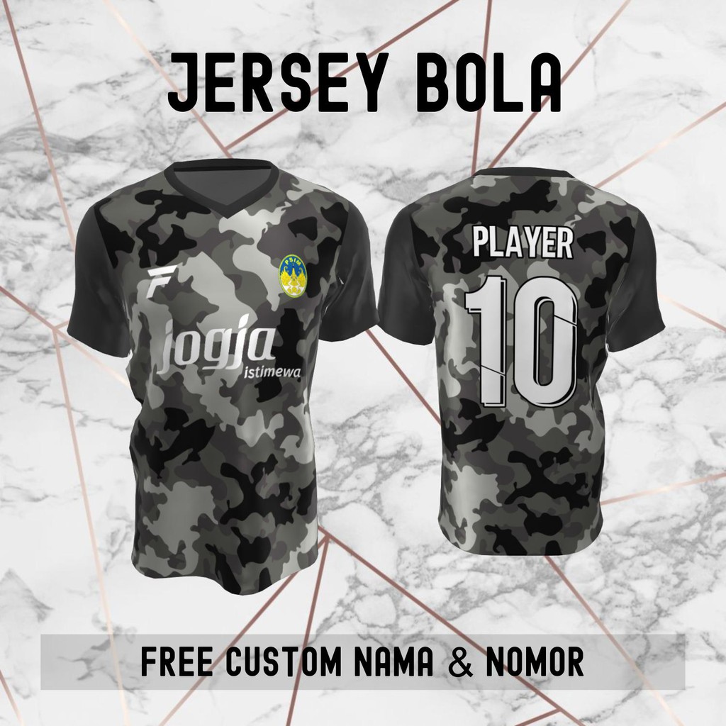 Jersey PSIM Jogja Loreng Abu Klub Bola Baju Kaos Custom Nama dan Nomor Punggung - 614