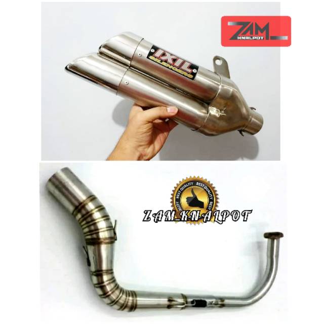 Knalpot IXIL Double Muffler Fullsystem nmax-pcx-aerox-lexi-adv150-xmax-vario-genio-beat-mio dll