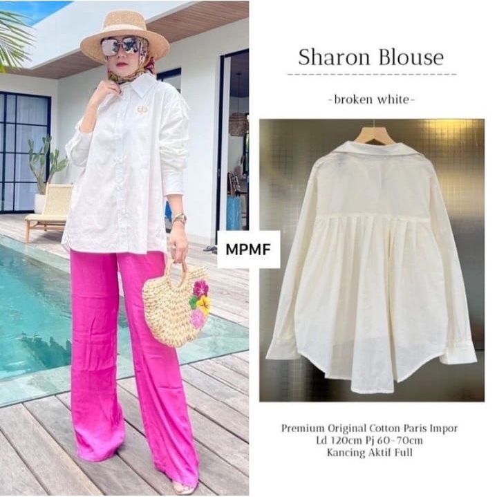 Sharon Bluse Bahan Katun - BAJU BLOUSE WANITA JUMBO BIG SIZE TO XXXL - ATASAN LENGAN PANJANG