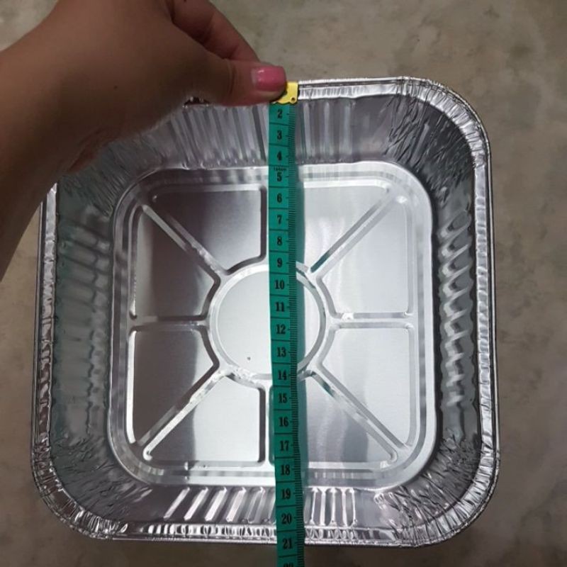 Isi 10 Aluminium foil 20x20x5 ada tutup transparan pot pie lasagna