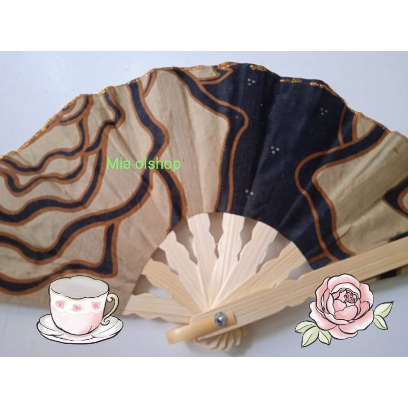 50 pcs souvenir pernikahan  murah kipas batik kemas kotak  mika motif. polos tanpa sablon
