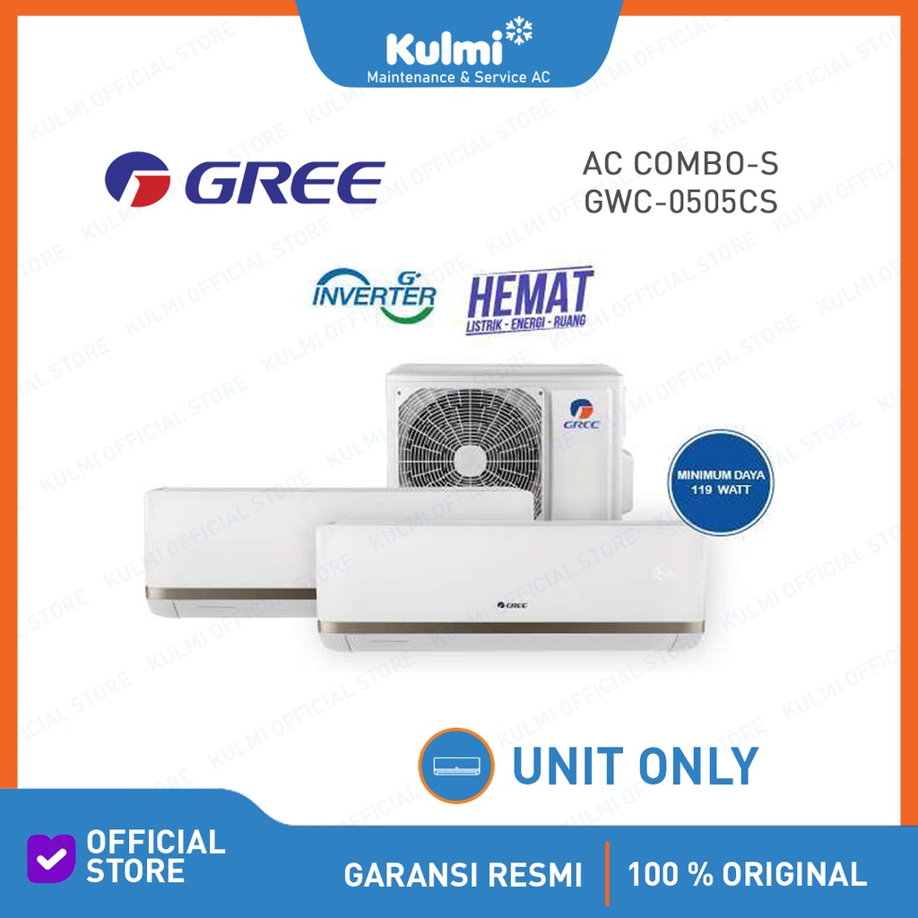AC GREE COMBO SPLIT INVERTER [2 INDOOR 1/2PK+1/2PK 1OUTDOOR UNIT ONLY]
