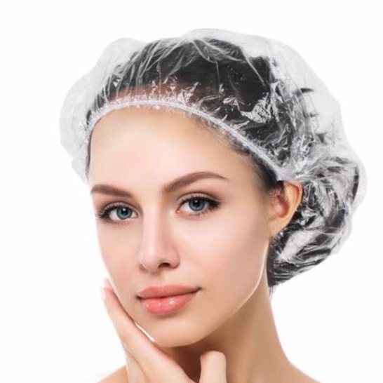 SHOWER CAP PLASTIK TRANSPARAN / SHOWER CAP / PENUTUP RAMBUT KEPALA PLASTIK BENING / PELINDUNG CAT RAMBUT