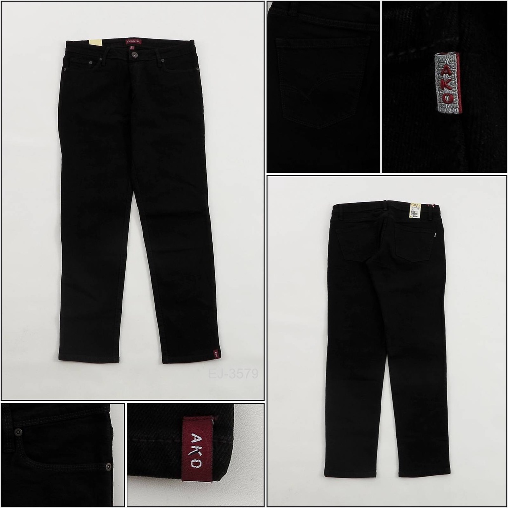 [045003579] Celana Jeans Cewek Skinny Stretch fit Panjang Hitam Ako 33-34