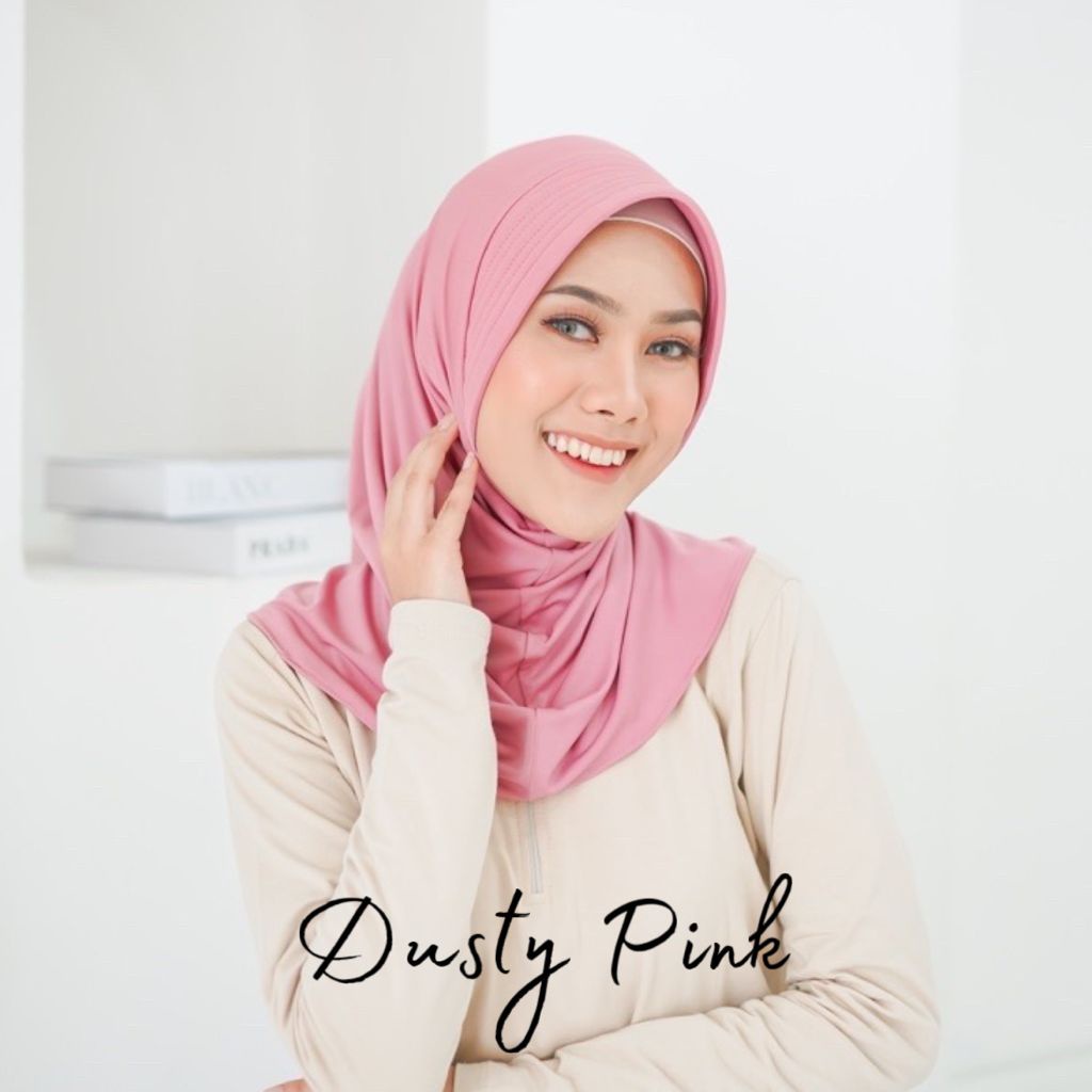 HIJAB SPORT JERSEY / JILBAB INSTAN BERGO SPORT / KERUDUNG OLAH RAGA / VARIAN WARNA / TERMURAH-Sport Dusty Pink