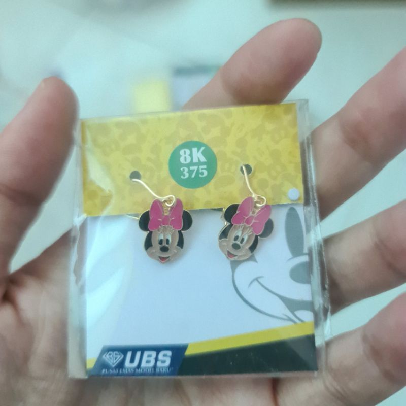 Anting anak kepala minnie mouse besar UBS kadar 375 8K