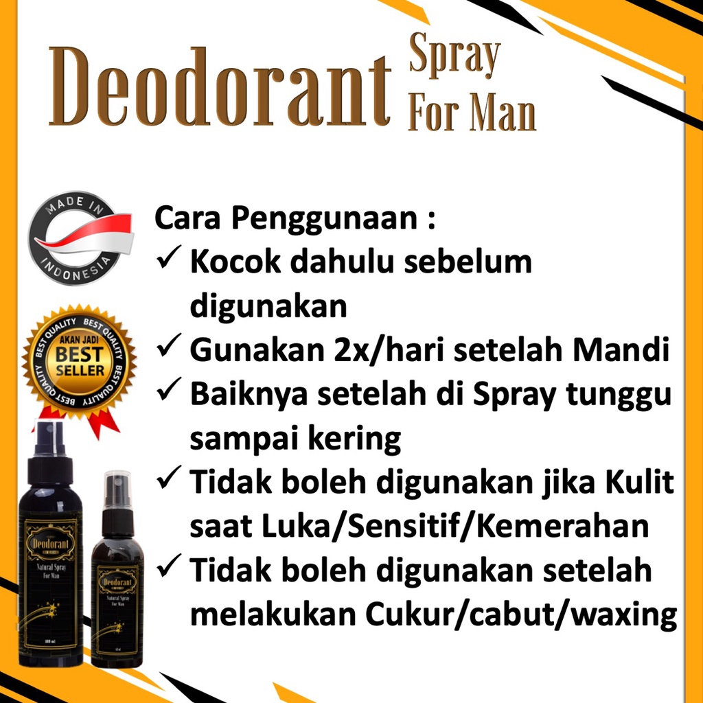 Deodorant Spray For Men Penghilang Bau Badan Ampuh Ketiak Kering No Alkohol Pencerah Ketiak Hitam No Parfume