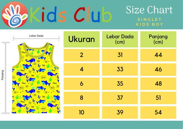 Kaos Singlet Kids Boy No. 2-4-6-8-10 (2-8th)