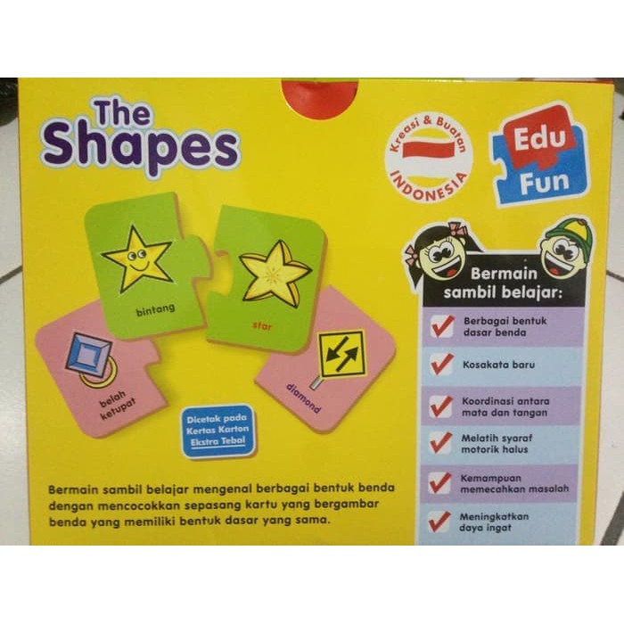 Edu Fun The Shapes - Kartu Edukasi Bentuk - Puzzle Kartu Mainan Edukatif