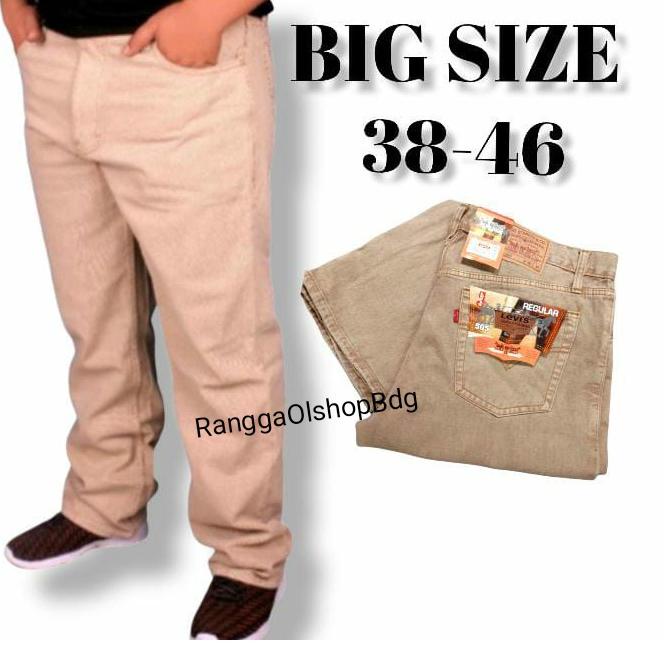 LANGSUNG ATC.. BIG SIZE!! CELANA JEANS PRIA REGULAR FIT JUMBO PUTIH 45 / JEANS PRIA JUMBO PUTIH 45