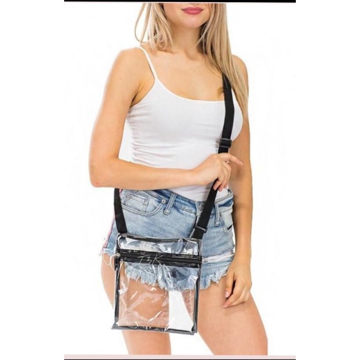 Sling bag slim transparent cross body transparant selempang