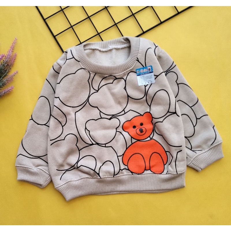 sweater mantel bayi fleece 3-12 bulan motif bear