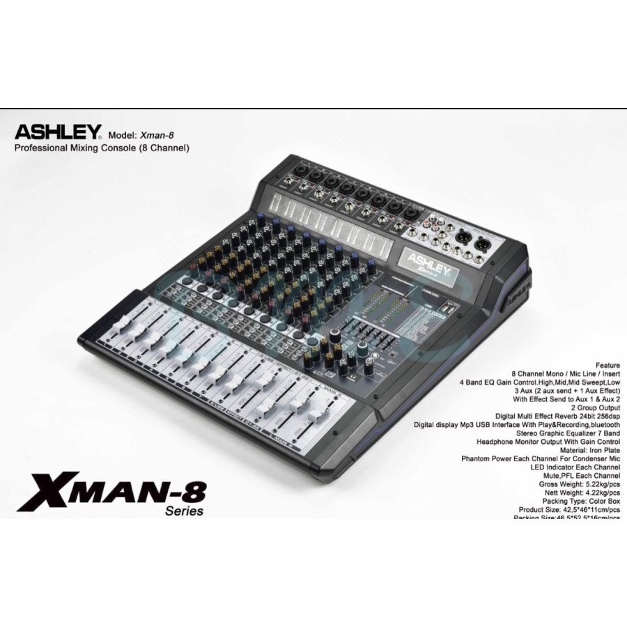 mixer ashley xman8 xman 8 8 channel original ashley xman8 original