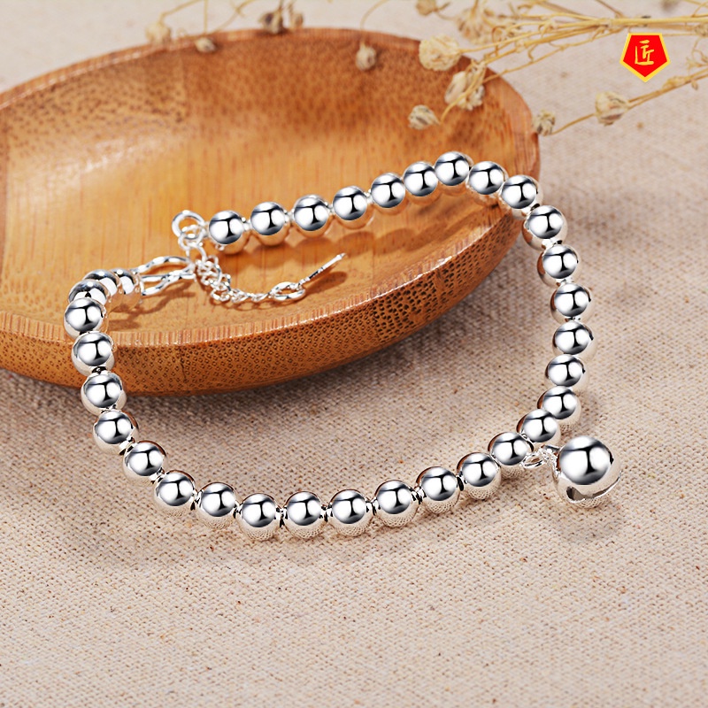 [Ready Stock]925 Silver Bell Beads Bracelet Simple Fashion