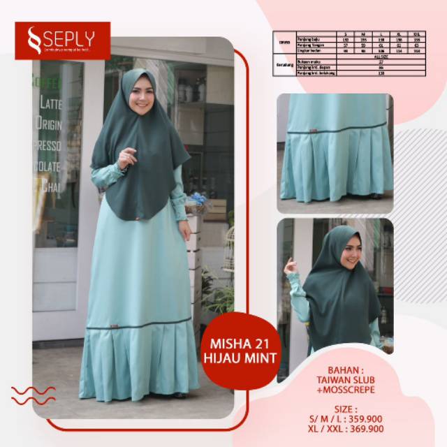 Misha 21 Hijau Mint dari Seply#Gamis+jilbab